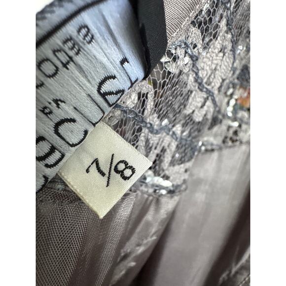 Vintage Cachet Bari Protas sequin formal prom dropwaist dress gray silver small - Picture 17 of 17